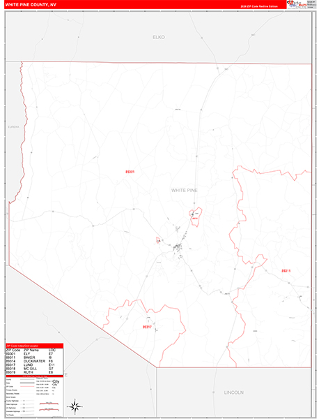 White Pine County, NV Zip Code Map